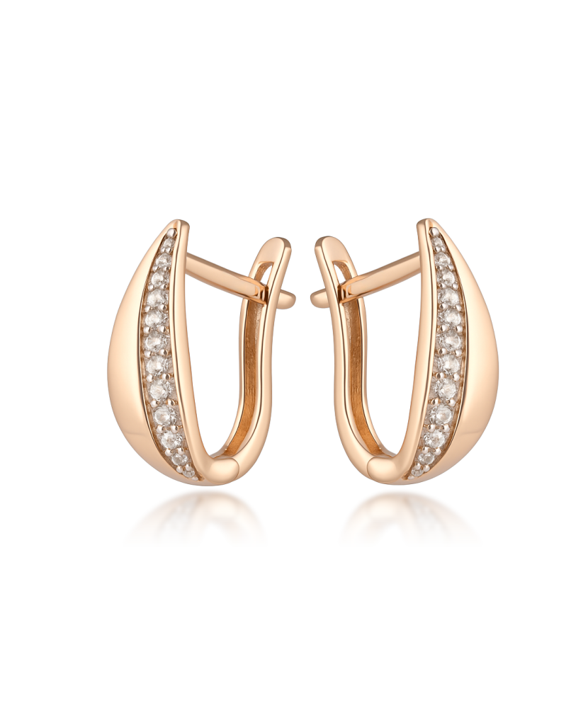 Gold earrings with zircons