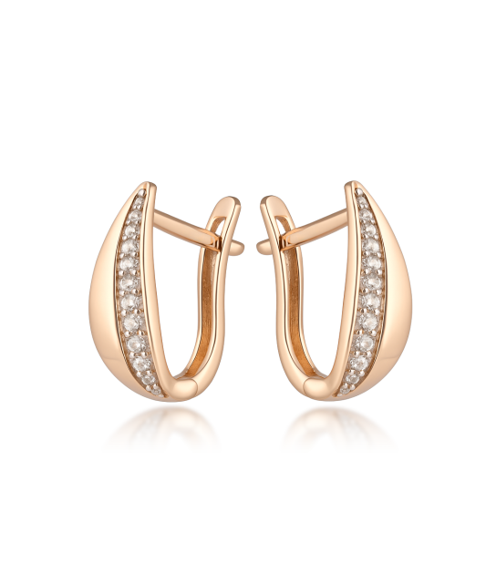 Gold earrings with zircons
