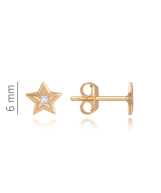 Gold earrings with zircons "star"