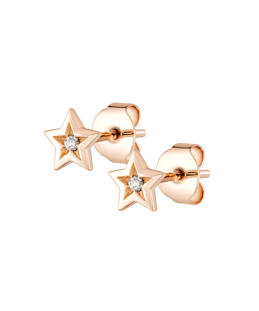 Gold earrings with zircons "star"