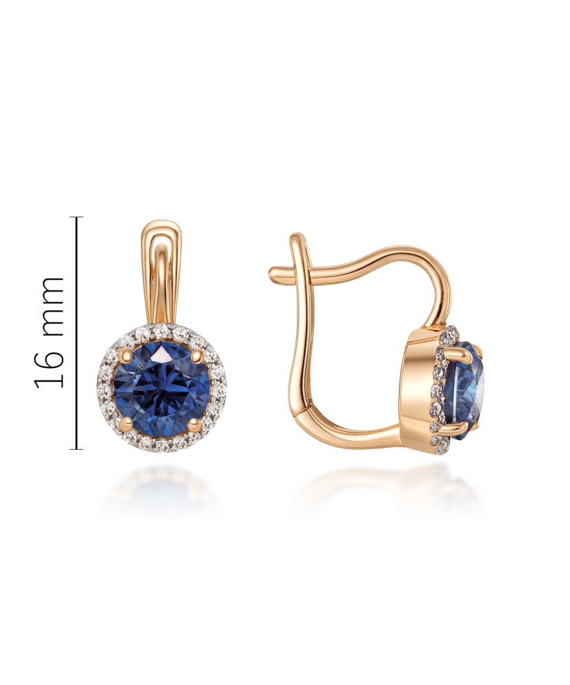 Gold earrings with zircons