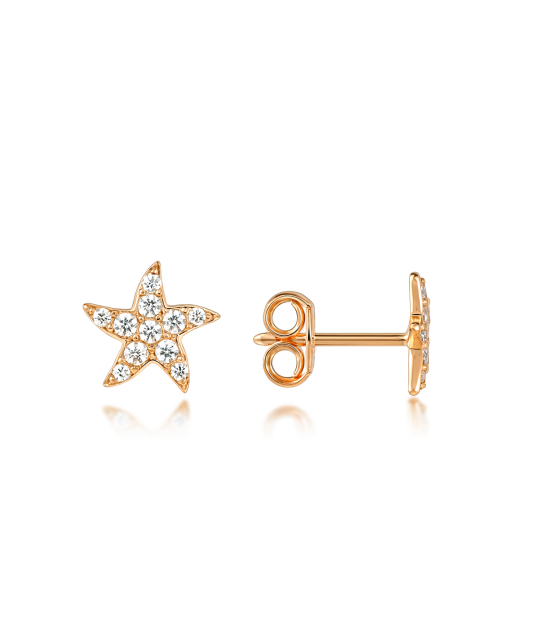 Gold earrings with zircons "star"