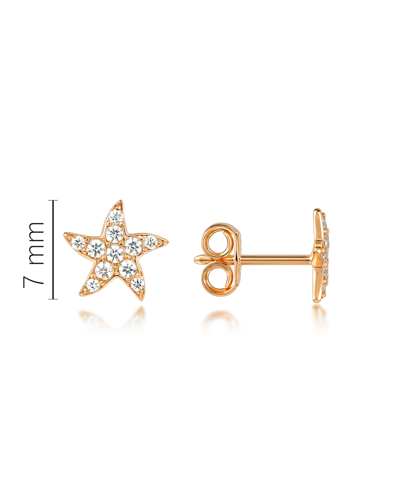 Gold earrings with zircons "star"