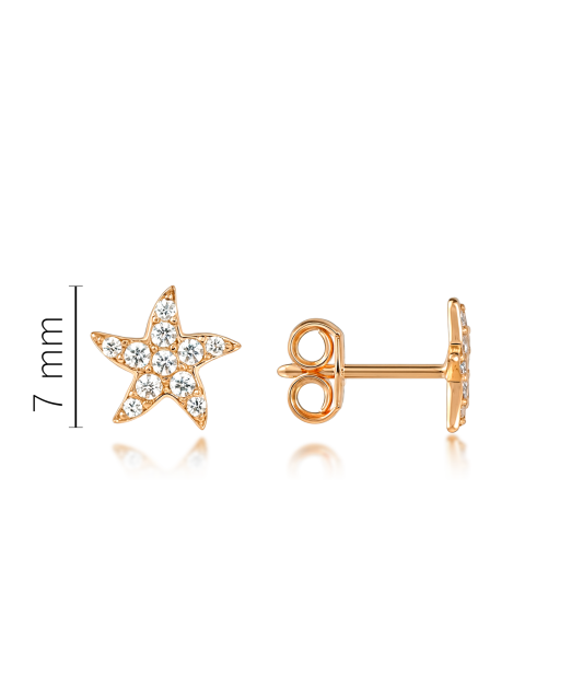 Gold earrings with zircons "star"