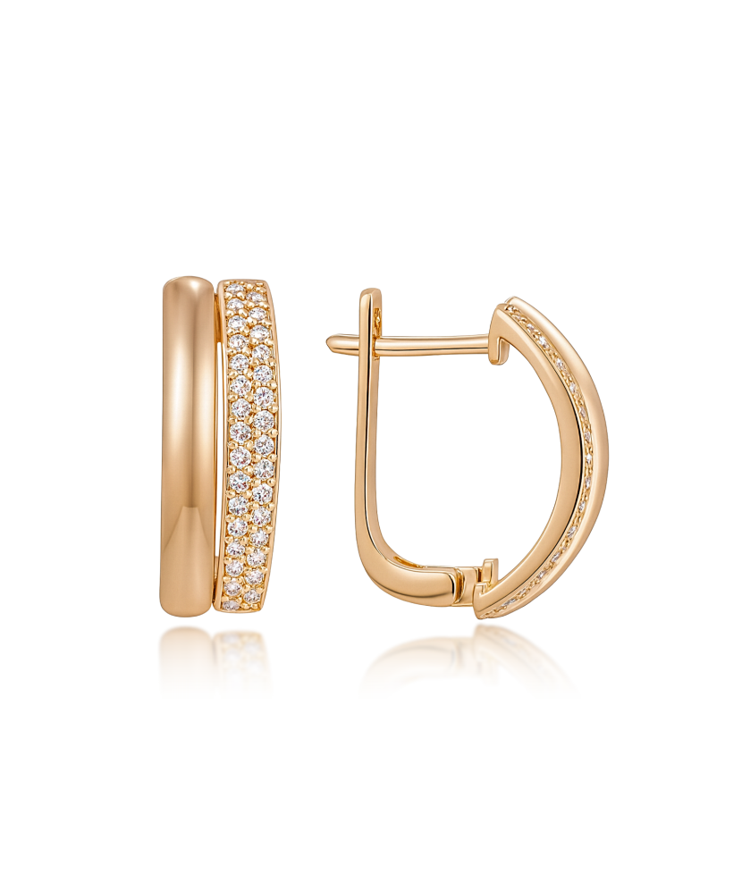 Gold earrings with zircons