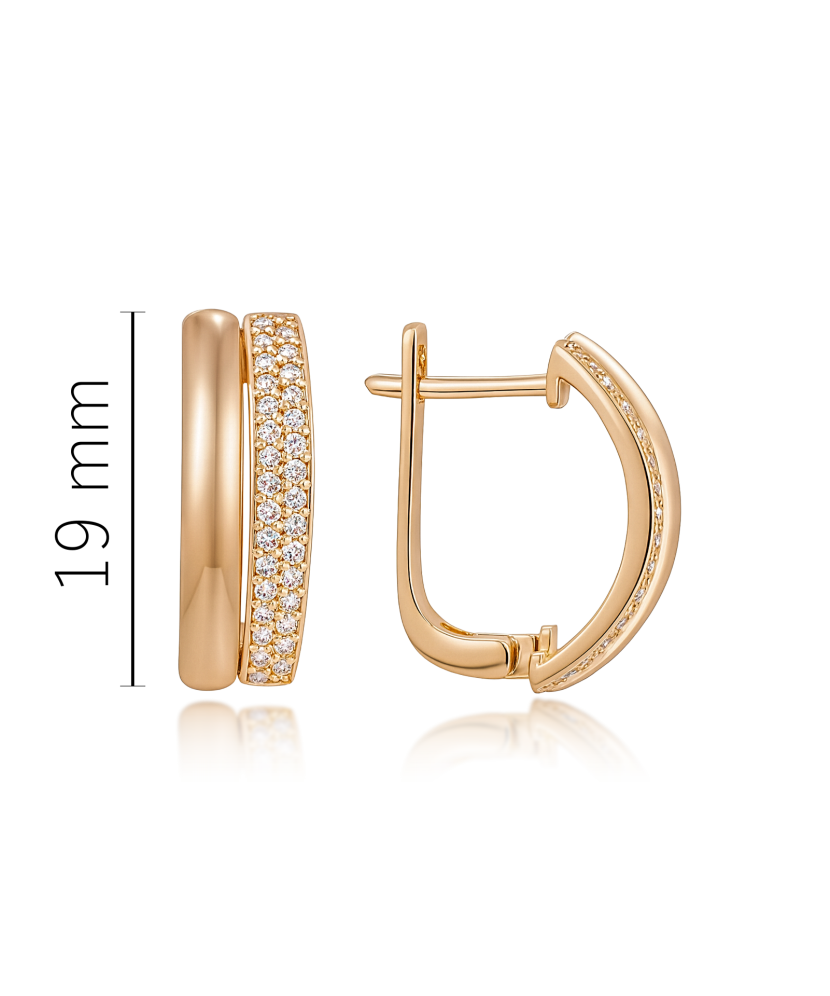 Gold earrings with zircons