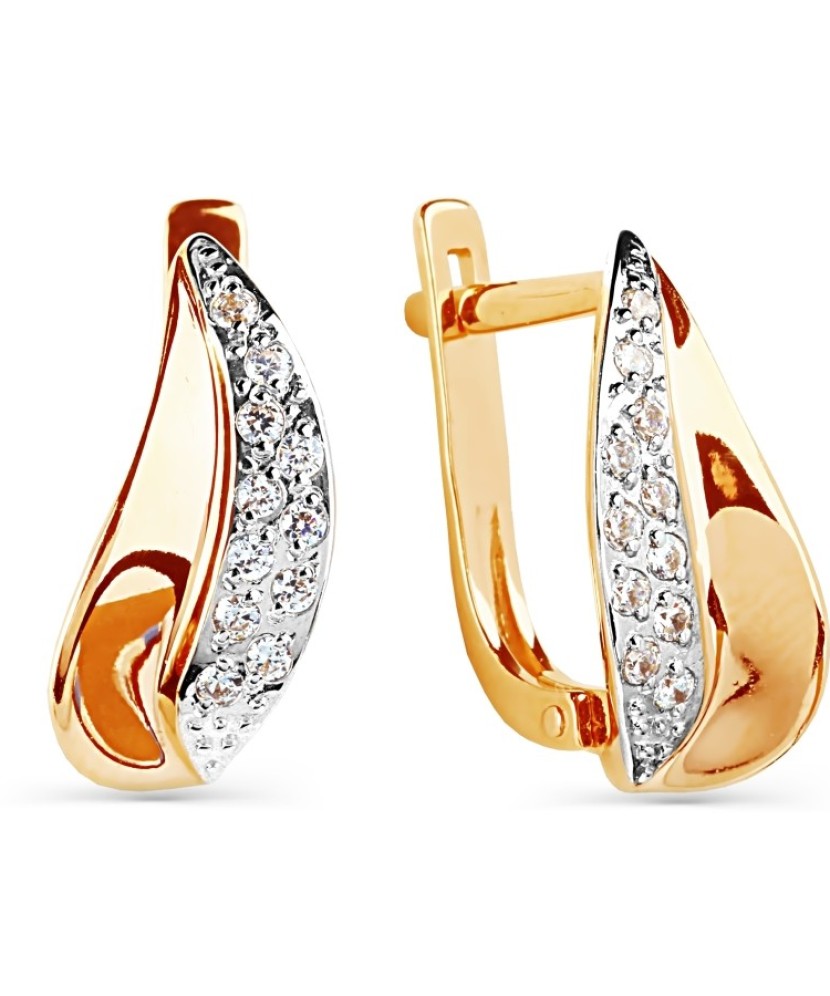 Gold earrings with zircons