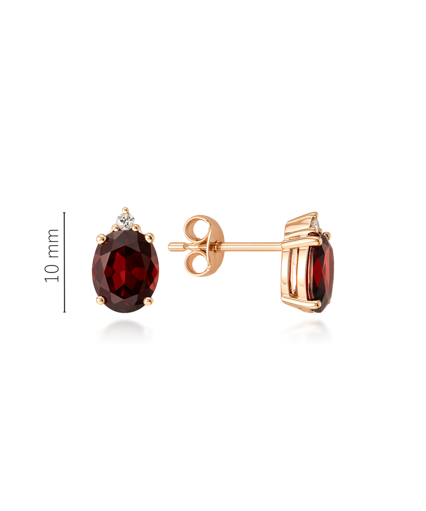 Gold earrings with garnet and zircons