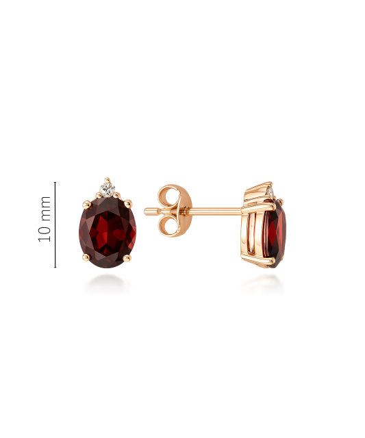 Gold earrings with garnet and zircons