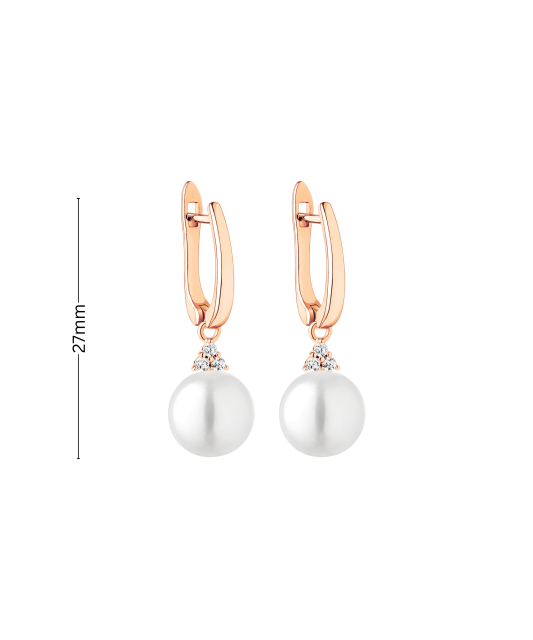 Gilded sterling silver earrings with pearls and zircons