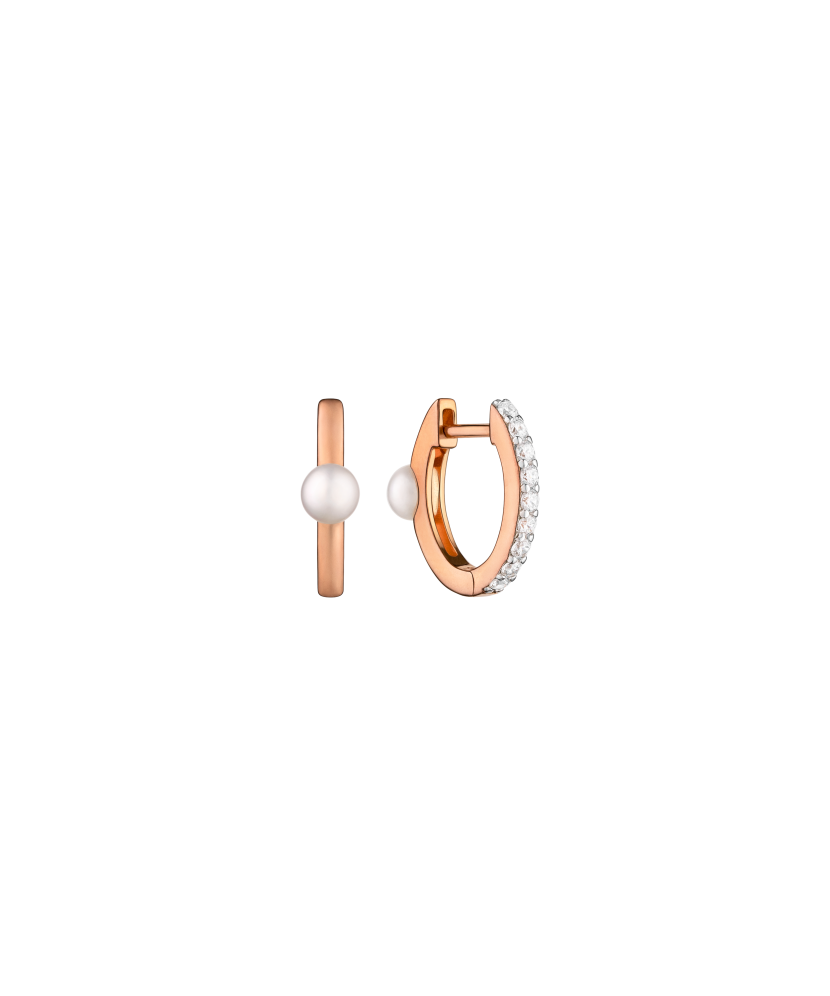 Gilded sterling silver earrings with pearls and zircons