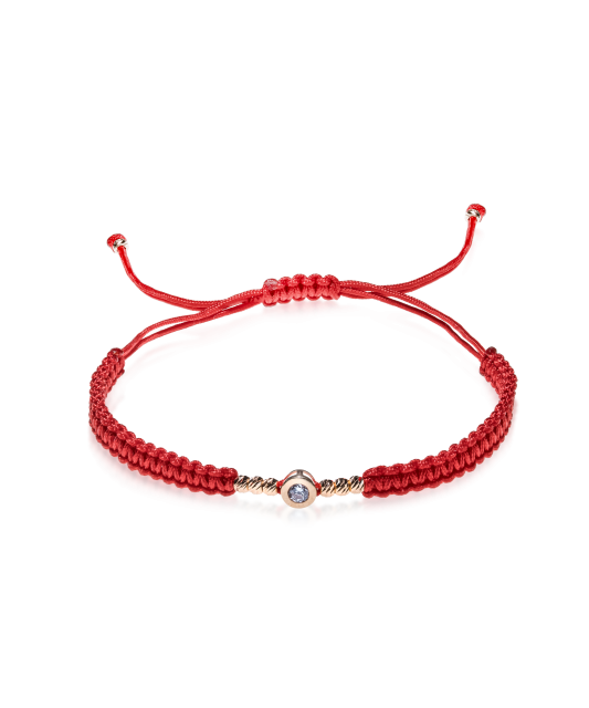 Red Thread Bracelet with a Golden Zirconia Pendant