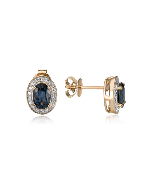 Yellow Gold earrings with diamonds and sapphire