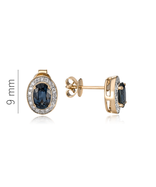 Yellow Gold earrings with diamonds and sapphire