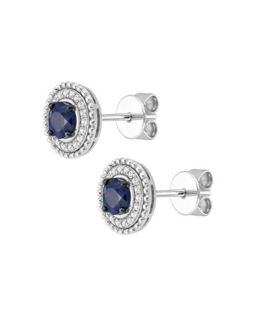 White gold earrings with sapphires and diamonds