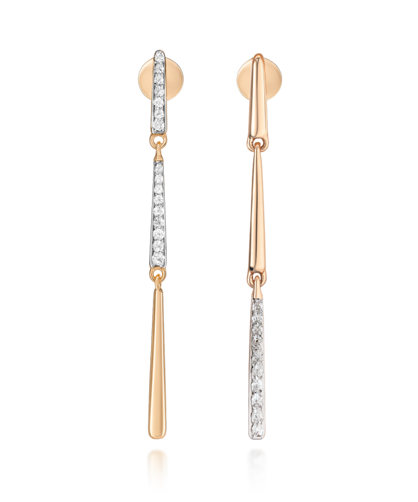 Gold earrings with diamonds