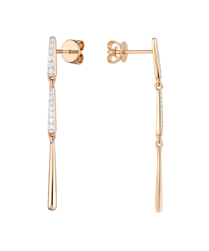 Gold earrings with diamonds