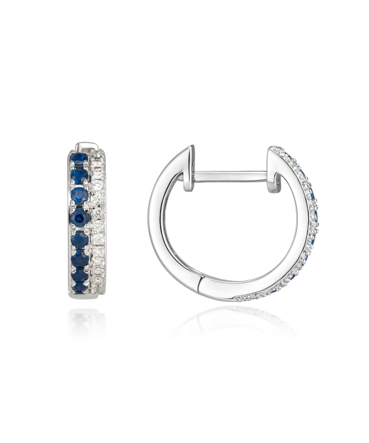 White gold earrings with sapphires and diamonds