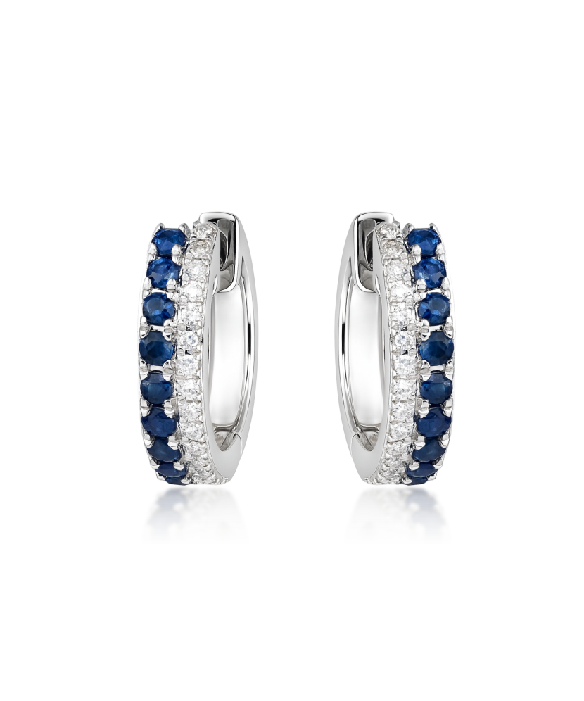 White gold earrings with sapphires and diamonds