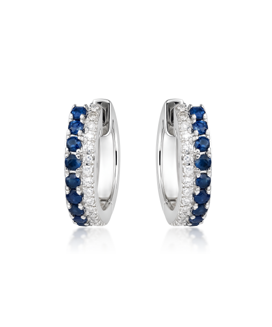 White gold earrings with sapphires and diamonds