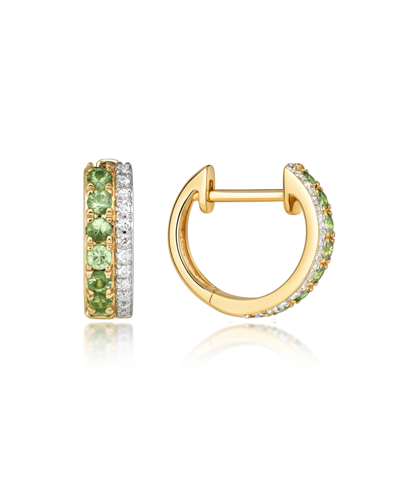 Yellow gold earrings with emeralds and diamonds