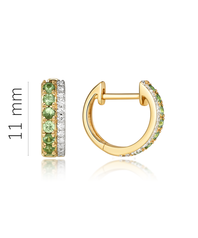 Yellow gold earrings with emeralds and diamonds