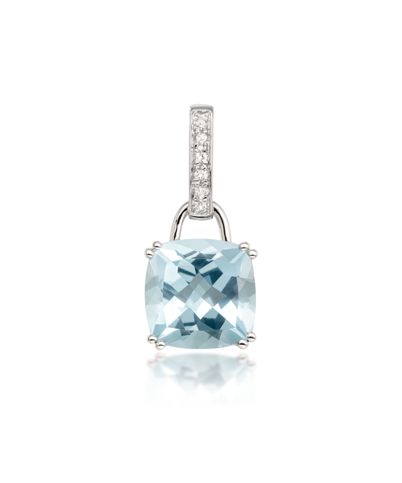 White gold pendant with topaz and diamonds