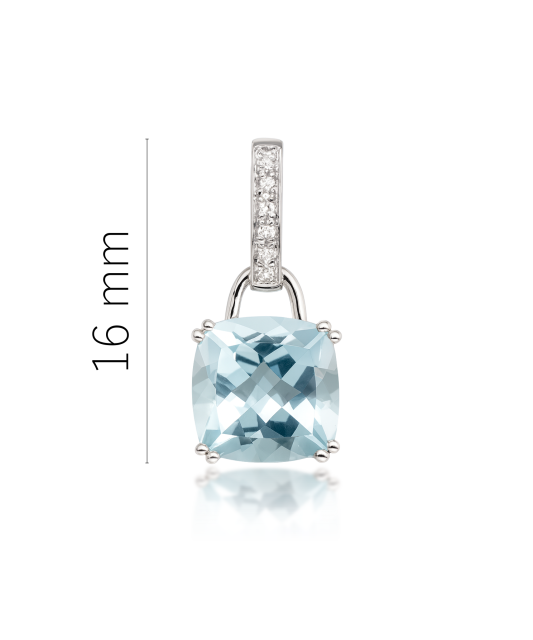 White gold pendant with topaz and diamonds