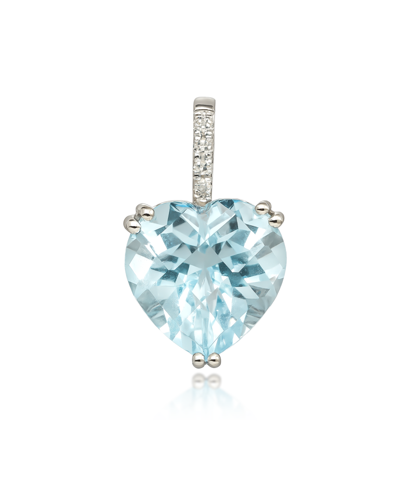 White gold pendant with topaz and diamonds "Heart"