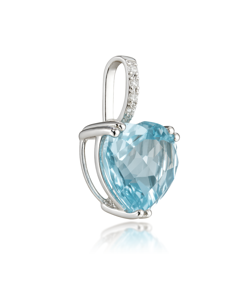 White gold pendant with topaz and diamonds "Heart"