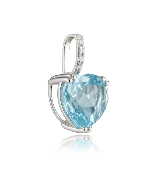 White gold pendant with topaz and diamonds "Heart"