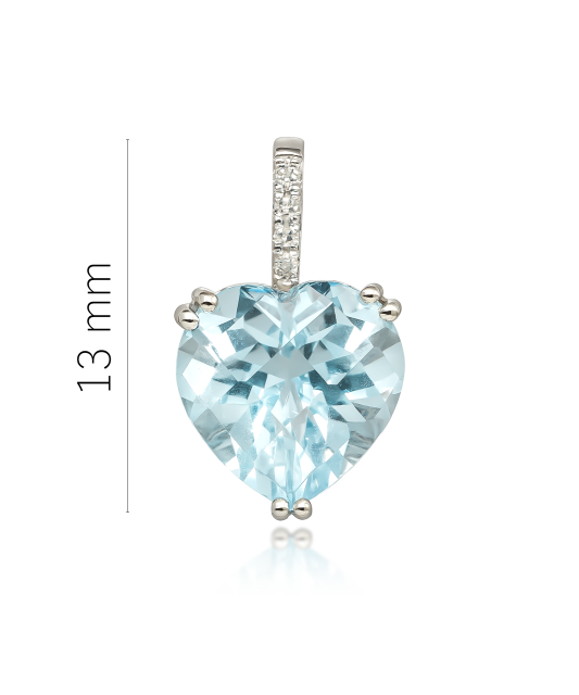 White gold pendant with topaz and diamonds "Heart"