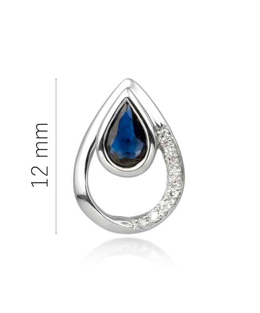 White gold pendant with sapphire and diamonds
