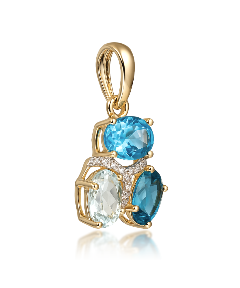 Yellow gold pendant with London topazes, topazes and diamonds