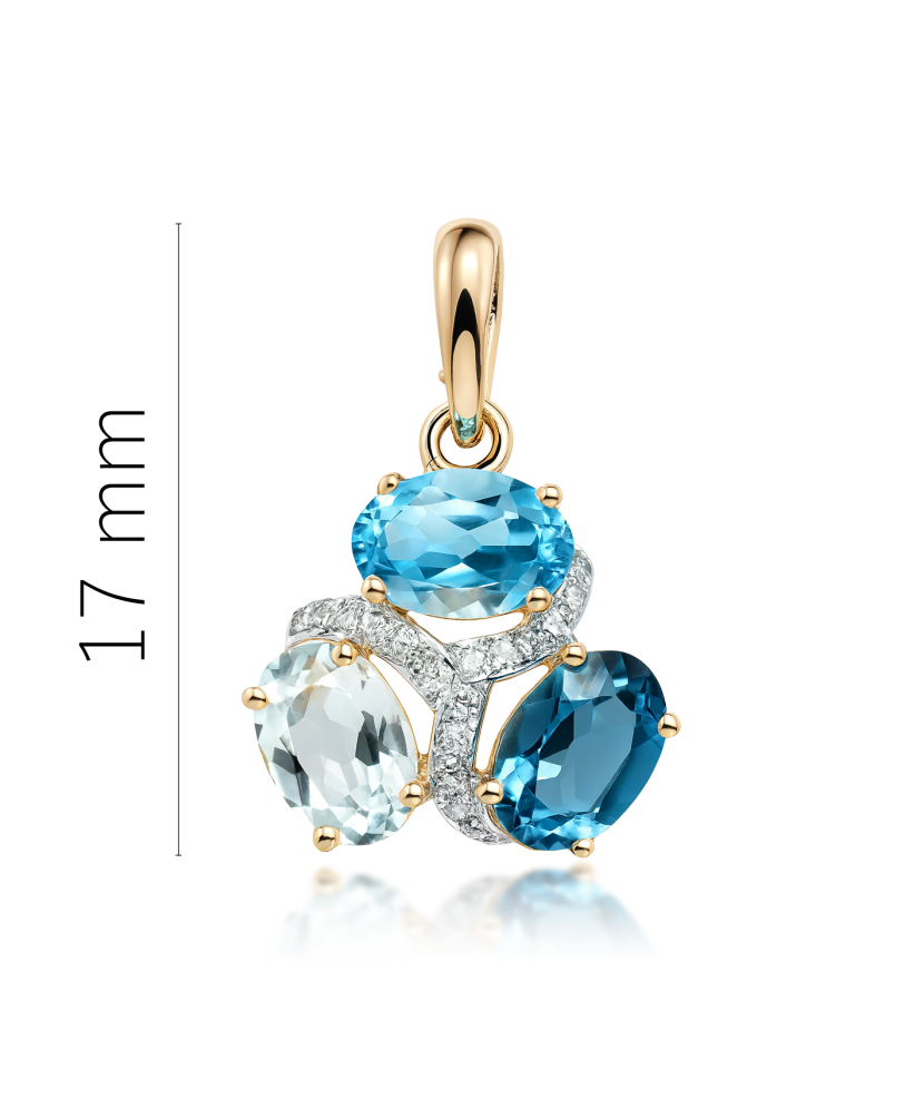 Yellow gold pendant with London topazes, topazes and diamonds