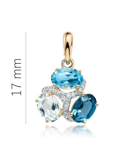 Yellow gold pendant with London topazes, topazes and diamonds