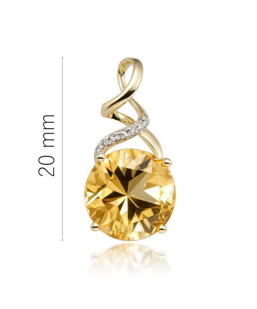 Yellow gold pendant with citrine and diamonds