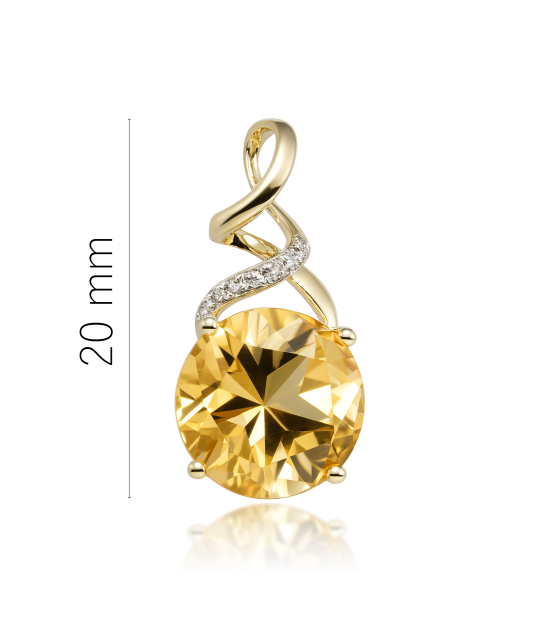 Yellow gold pendant with citrine and diamonds