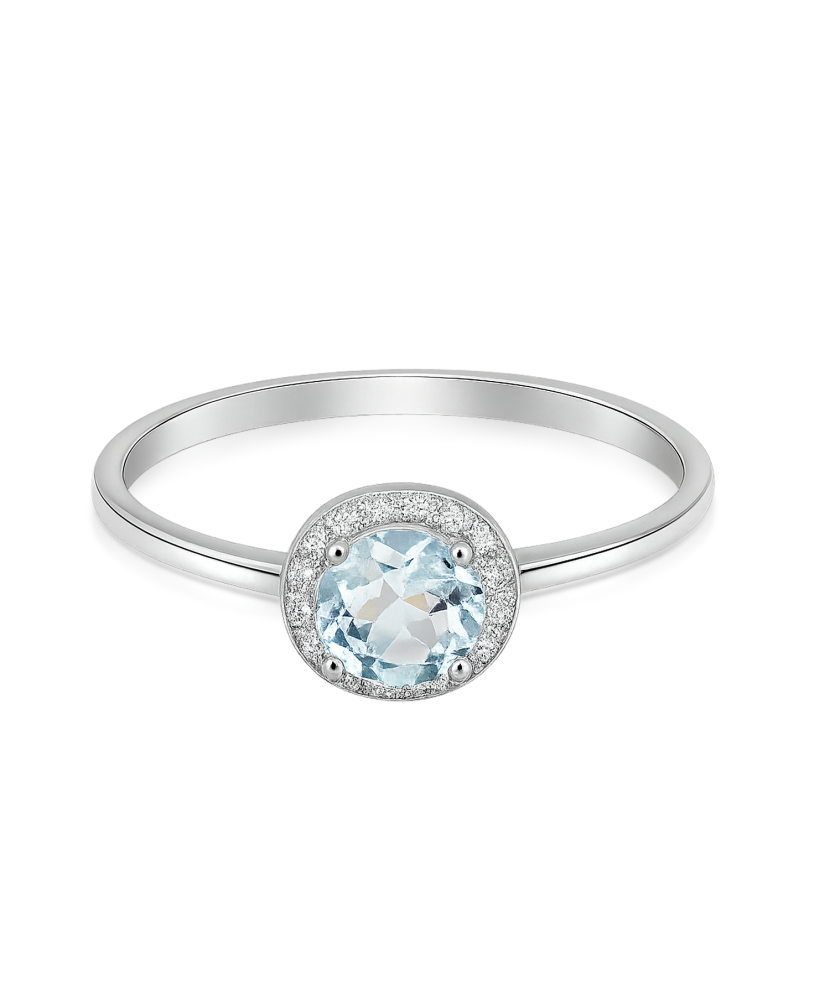 White Gold ring with diamonds and topaz