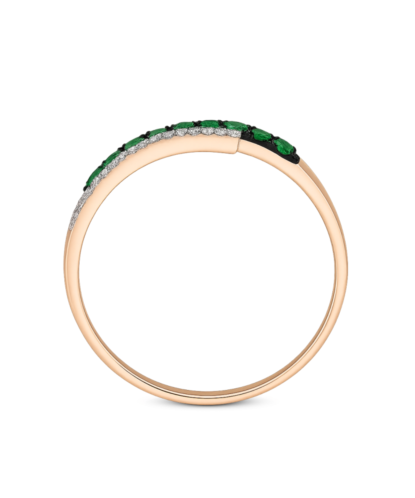 Gold ring with emeralds and diamonds