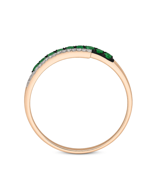 Gold ring with emeralds and diamonds