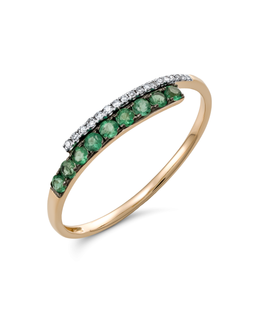 Gold ring with emeralds and diamonds