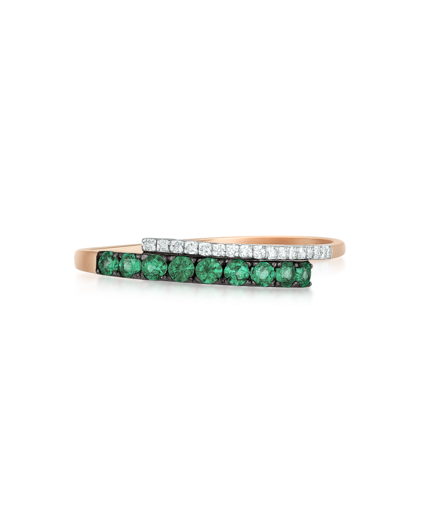 Gold ring with emeralds and diamonds