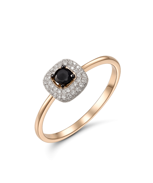 Gold ring with sapphire and diamonds