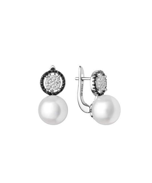Sterling silver earrings with pearls and zircons