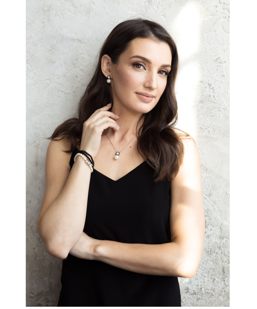 Sterling silver earrings with pearls and zircons