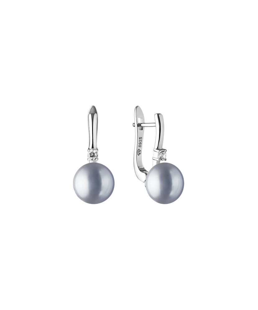 Sterling silver earrings with pearls and zircons
