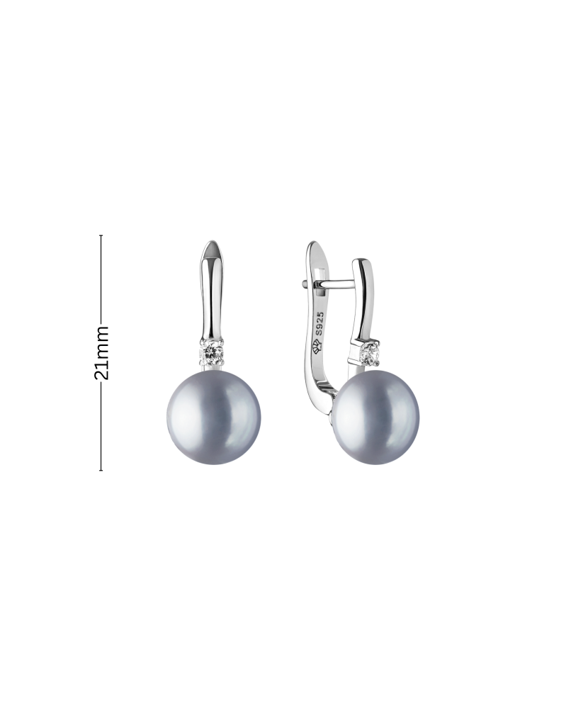 Sterling silver earrings with pearls and zircons