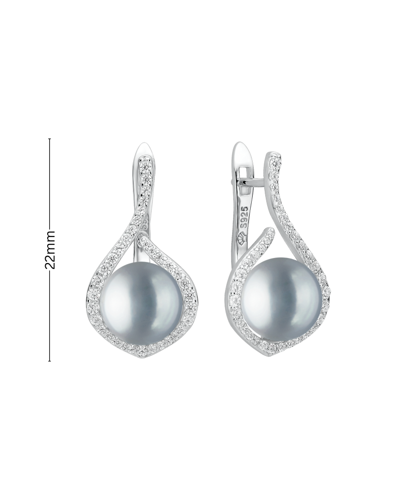 Sterling silver earrings with pearls and zircons