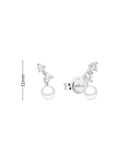Sterling silver earrings with pearls and zircons